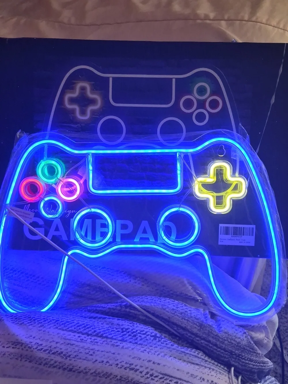 LED Game Controller Wall Light - Blue Neon Gaming Decor